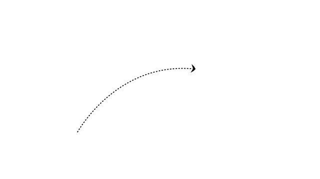 Animated arc trajectory progressing across three frames