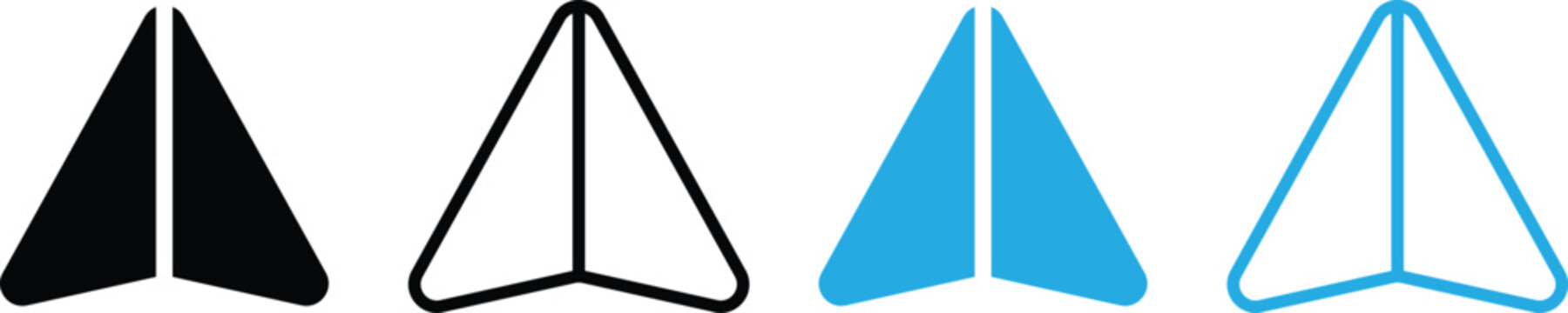 Paper Plane Send Icon Set in Solid and Outline Vector Styles