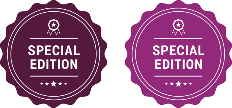 Purple Special Edition Badge Labels Set for Promotions and Limited Offers, Vector Illustration