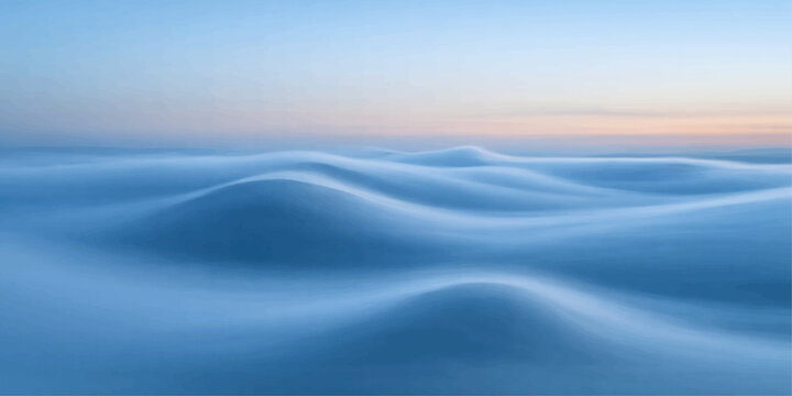 A beautiful abstract blue silk background with flowing waves of light and color mimicking a serene summer ocean landscape under a bright sky
