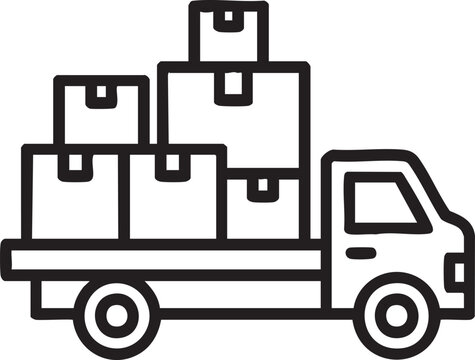Delivery truck, cargo vehicle, moving boxes, logistics icon