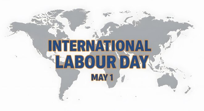 International labour day graphic with world map background