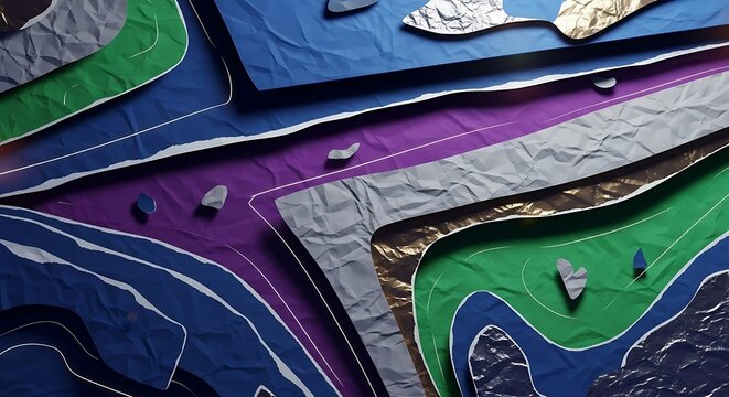 Abstract colorful paper layers a vibrant composition of torn and textured paper sheets