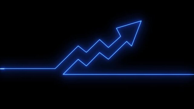 Neon line graph progression showing growth three frames