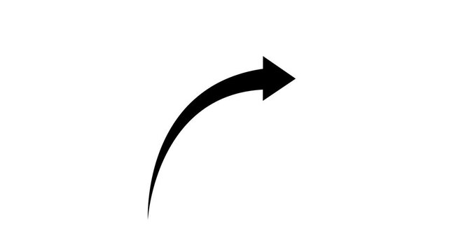 Arrow trajectory animation sequence on white background