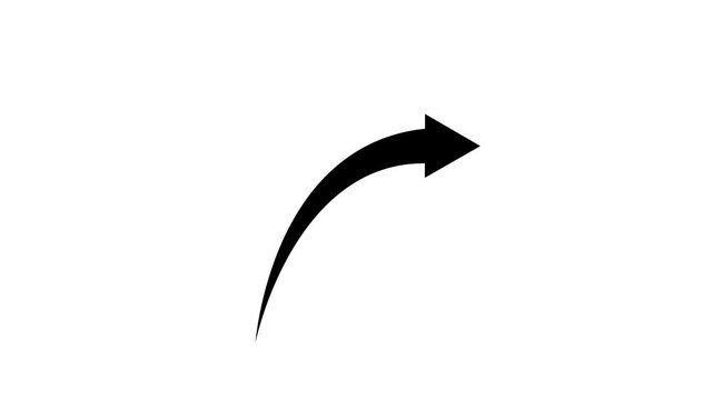 Curved arrow pointing up and right three frame progression