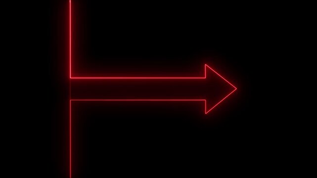 Neon arrow progression sequence glowing red on black background