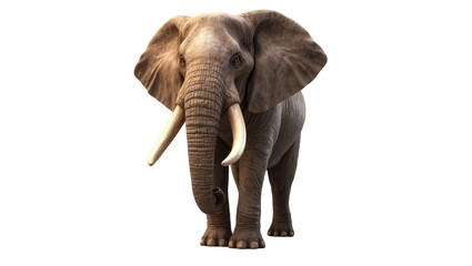 Obraz premium Gray African Elephant Standing with Large Ears and Curved Tusks
