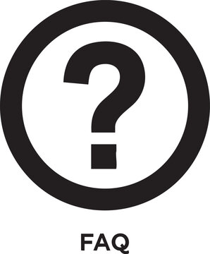 Question mark icon, FAQ symbol, black and white vector, circular query sign, help and support
