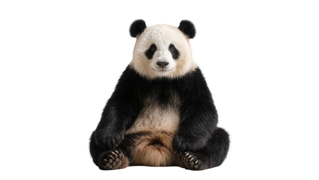 Seated Giant Panda Bear with Black and White Fur