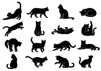 cat silhouettes isolated on white background © johan