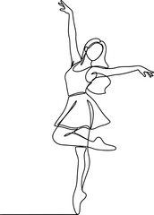 Fototapeta premium Continuous line drawing of a dancing woman in a graceful pose
