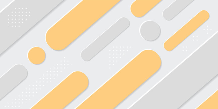 Modern abstract background with light gray and yellow rounded geometric shapes and dots