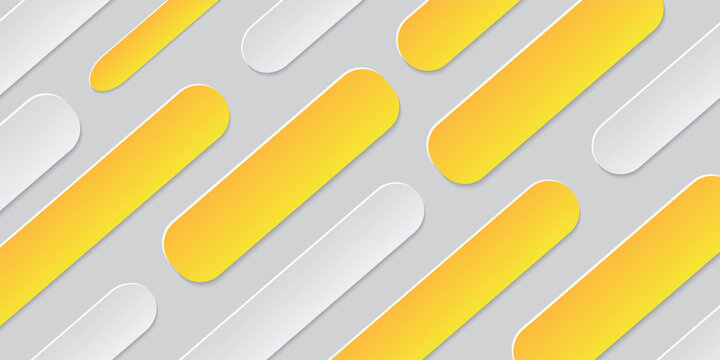 Modern abstract pattern with yellow and white rounded rectangular shapes on a light grey background