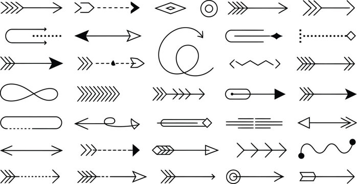 Variety of black arrows with different styles including dotted and dashed lines