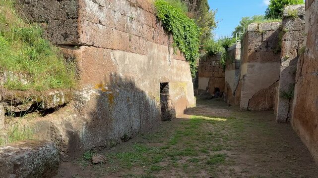 Path Leading to Ancient Etruscan Tombs in Banditaccia