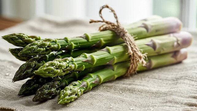 Bunch of Fresh Asparagus Tied with Twine