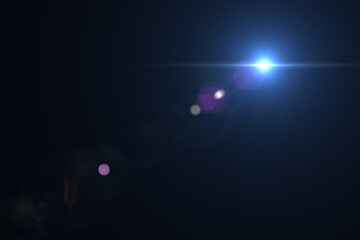 Fototapeta premium Cinematic lens flare light effect with glowing streaks, halos, and bokeh elements for visual effects and digital compositing