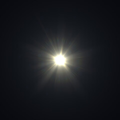 Fototapeta premium Cinematic lens flare light effect with glowing streaks, halos, and bokeh elements for visual effects and digital compositing