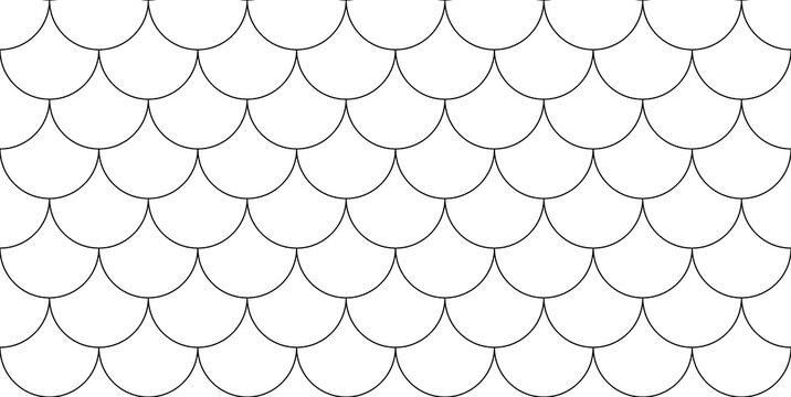 Minimalist fish scale pattern, elegant white mermaid scale texture, geometric scallop line art background for interior design and wallpaper