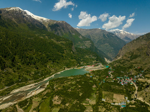 sangla valley aerial view, kinnaur himachal pradesh, himalayas river landscape india
sangla village drone shot, baspa river valley, snow mountains himachal india
himalayas valley aerial, sangla kinnau