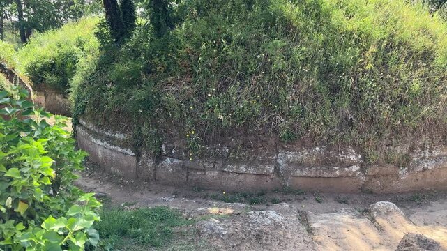 Panoramic View of Multiple Etruscan Burial Mounds