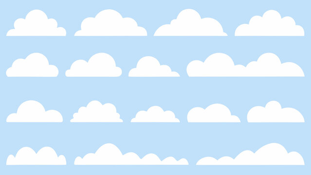 flat cloud pattern on light blue background seamless repeating design