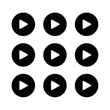Nine Play Buttons in a Grid, Modern Icon Design, Multimedia Symbol