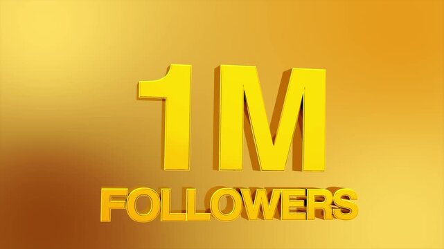 1 million followers milestone celebration text animation for social media growth and influencer success 4K