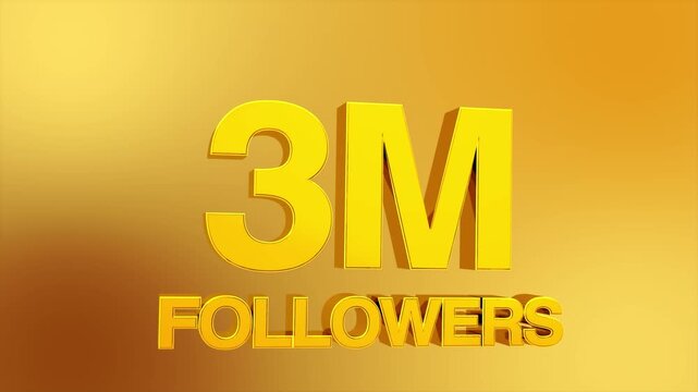 3 million followers milestone celebration text animation for social media growth and influencer success 4K