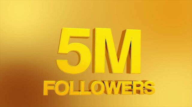 5 million followers milestone celebration text animation for social media growth and influencer success 4K