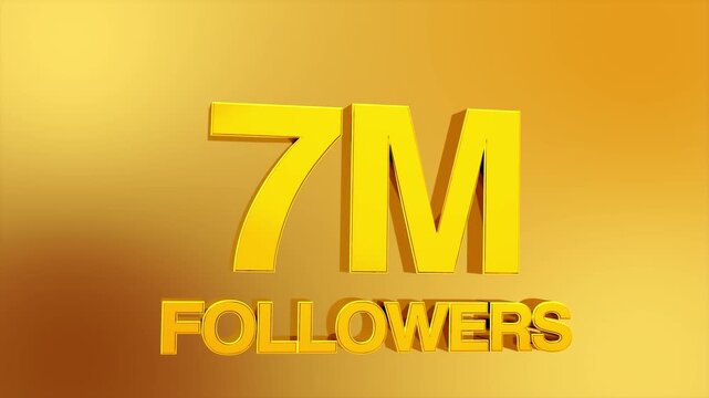 7 million followers milestone celebration text animation for social media growth and influencer success 4K