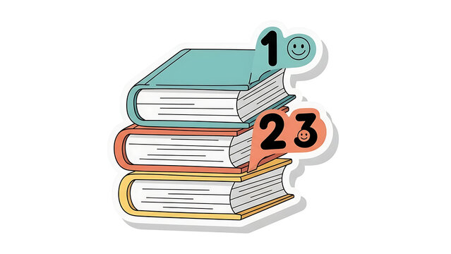 Colorful index tabs with numbers 1 and 23 isolated on a transparent background