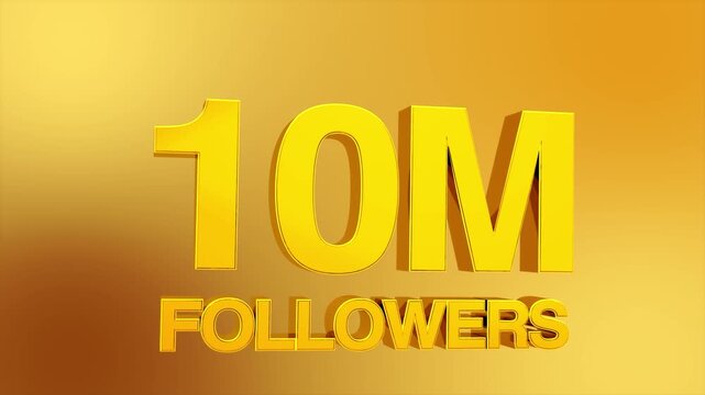 10 million followers milestone celebration text animation for social media growth and influencer success 4K