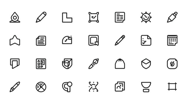 A set of modern line art icons for business and productivity
