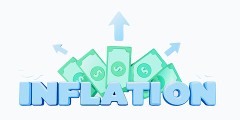 Inflation typography with rising money and arrows 3d render © Mamata