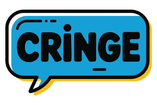 High quality vector of cringe word in blue speech bubble comic style.