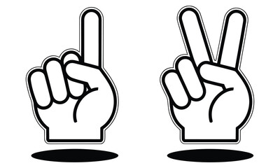 Obraz premium High quality vector of number one and peace sign hand gesture icons.