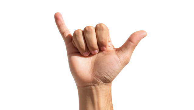 Brown Male Hand Forming Hang Loose Gesture