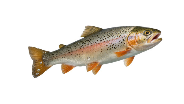 Rainbow trout fish with orange fins and speckled scales