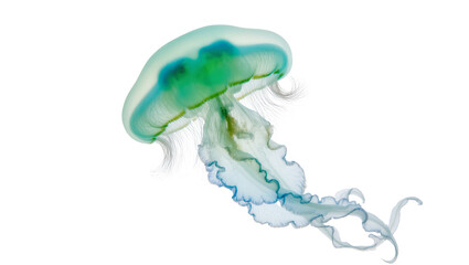 Blue Green Jellyfish with Delicate Tentacles and Bell Shape © Rowan