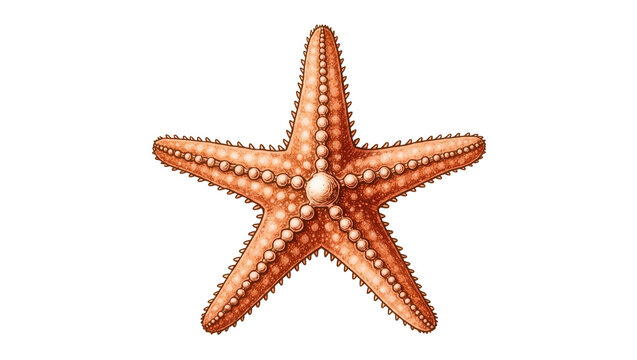 Detailed Orange Starfish with Textured Surface and Pointed Arms