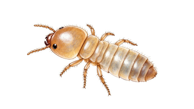 Tan Termite with Dark Eyes and Segmented Body