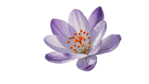 Purple Crocus Flower with Yellow Stamens and Pistil