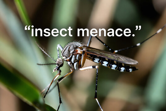 A close-up of a horsefly perched on a green leaf, suggesting a potential threat.
