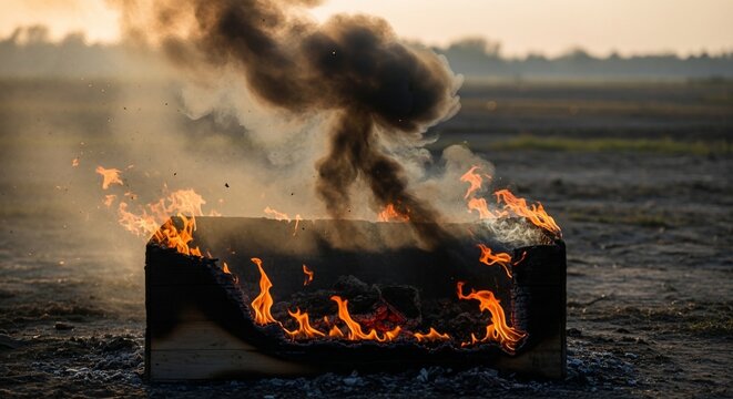 Burning object smoke flames
