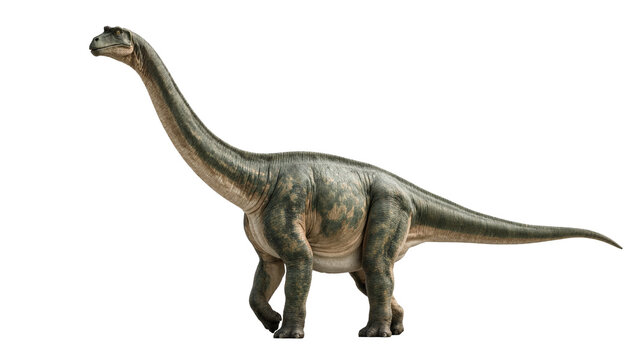Green Brown Textured Brachiosaurus Dinosaur Standing on Four Legs