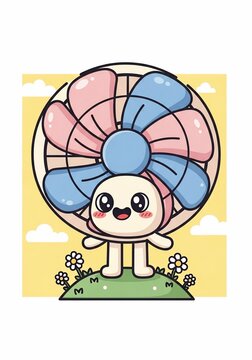 Cartoon fan character illustration