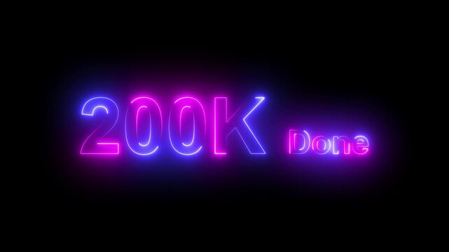 Futuristic neon digital countdown 200 k glowing text animation for tech corporate branding social