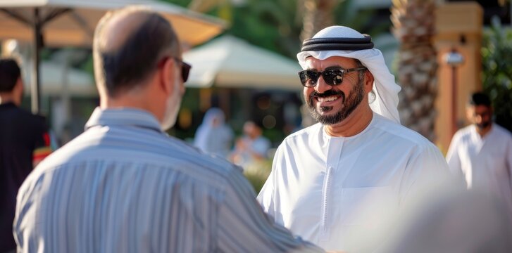 An Arab business man shaking hands.